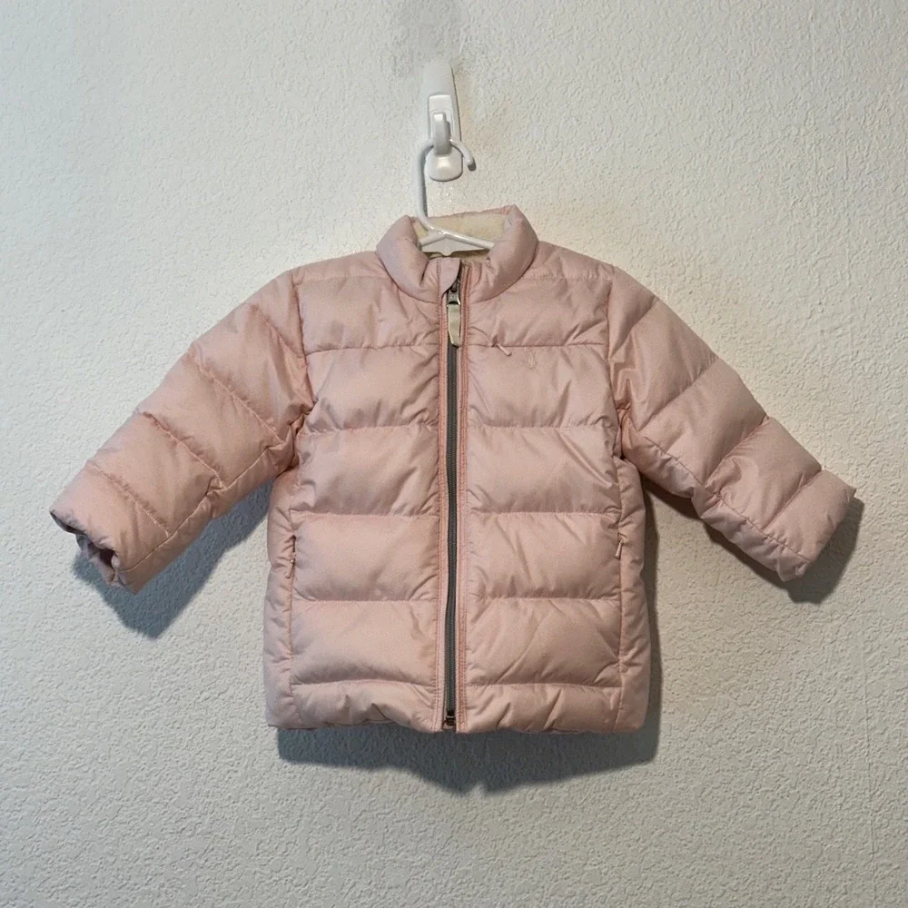Ralph Lauren Kids Pink Down Puffer Jacket Fleece Lined 18M RN113338